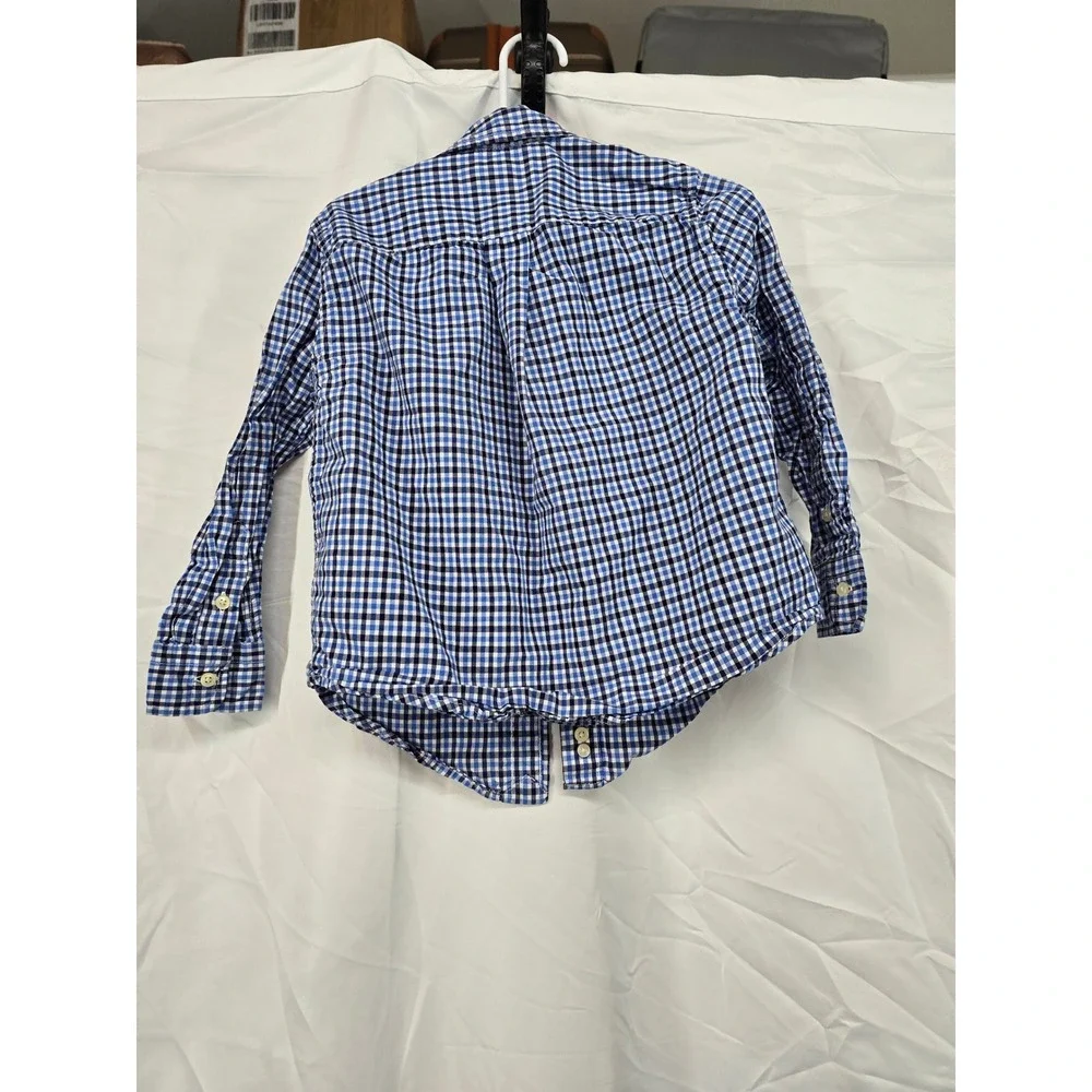 Kids Ralph Lauren‎ Blue Gingham Check Button Down Shirt Sz 4T Long Sleeve Cotton
